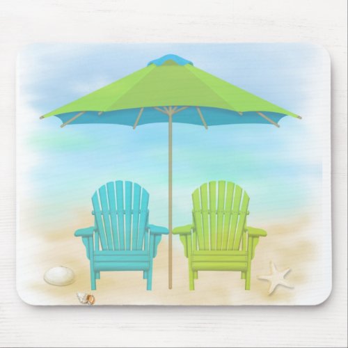 Beach Chairs Umbrella Beach Mouse Pad
