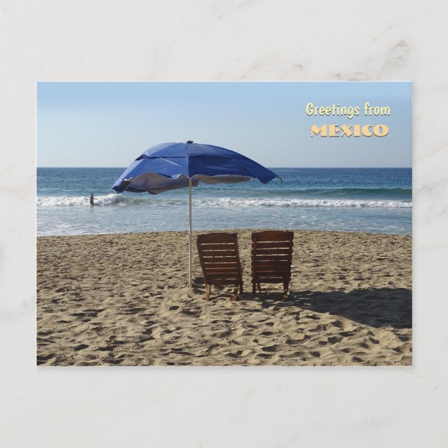 Beach Chairs & Umbrella (customizable) Postcard (Front)