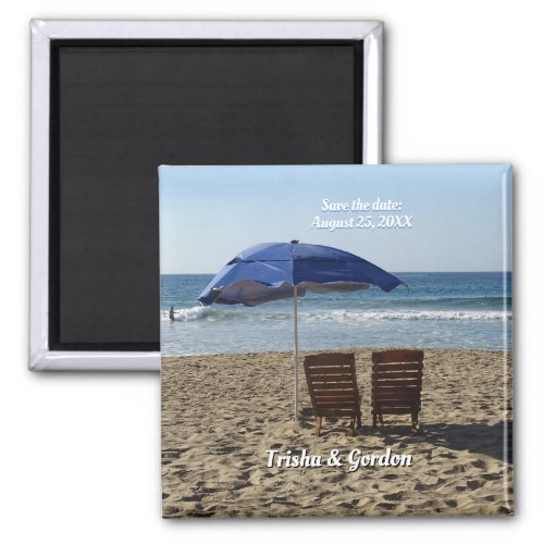Beach Chairs  Umbrella Save the Date custom Magnet