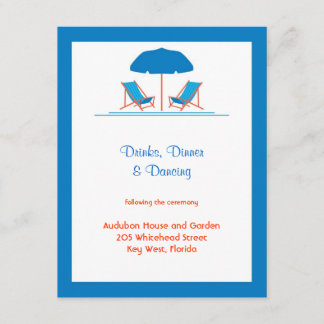 Beach Chairs Wedding Reception Card