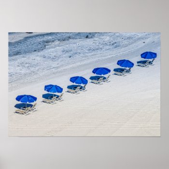 Beach Chairs With Blue Umbrella On Madeira Beach Poster by rayNjay_Photography at Zazzle