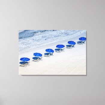 Beach Chairs With Blue Umbrellas On Madeira Beach Canvas Print by rayNjay_Photography at Zazzle
