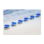 Beach Chairs With Blue Umbrellas On Madeira Beach Canvas Print at Zazzle