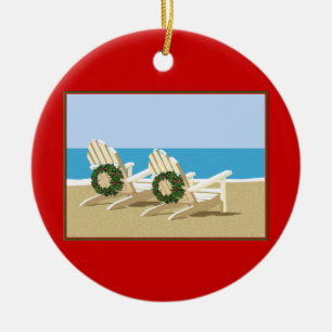 Beach Chairs & Wreaths Ceramic Ornament