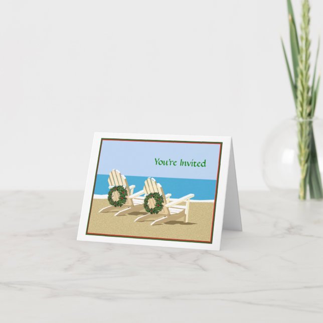 Beach Chairs & Wreaths Holiday Card (Front)