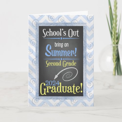 Beach Chalkboard 2024 Second Grade Graduation Card