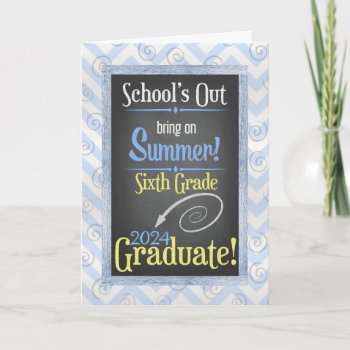 Beach Chalkboard 2024 Sixth Grade Graduation Card by SalonOfArt at Zazzle