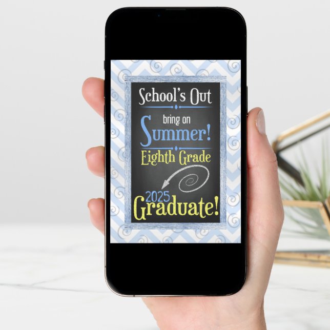 Beach Chalkboard 2025 Eighth Grade Graduation Card (Front Digital)