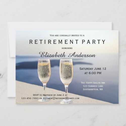 Beach Champagne Retirement Party Invitation
