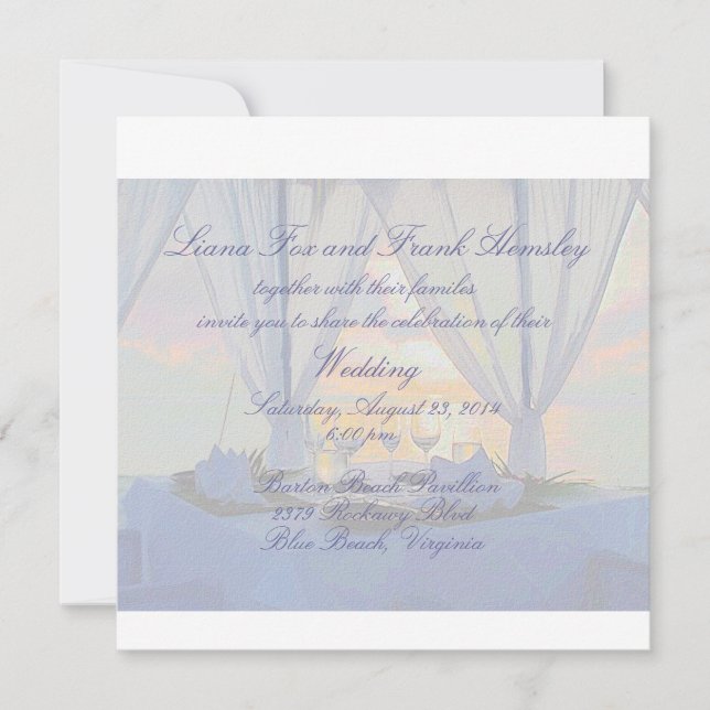 beach champagne wedding invitation (Front)