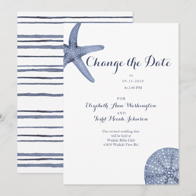 Beach Change the Date Watercolor Card (Front/Back)