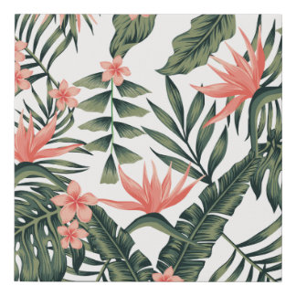 Beach cheerful seamless pattern wallpaper of tropi faux canvas print