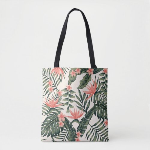 Beach cheerful seamless pattern wallpaper of tropi tote bag