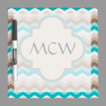 Beach Chevron Zigzag Monogram Dry-Erase Board