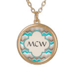 Beach Chevron Zigzag Monogram Gold Plated Necklace