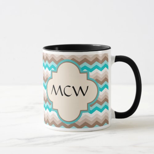 Beach Chevron Zigzag Monogram Mug