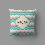 Beach Chevron Zigzag Monogram Throw Pillow