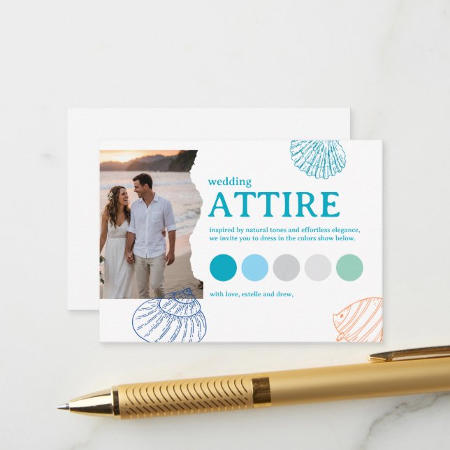 Beach Chic Wedding Guest Dress Code Enclosure Card (Front/Back In Situ)