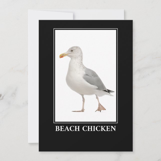 Beach Chicken – Seagull Gull Humor Invitation (Front)