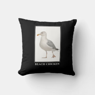Beach Chicken – Seagull Gull Humor Throw Pillow