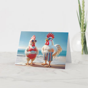 Beach Chickens For Birthday Card