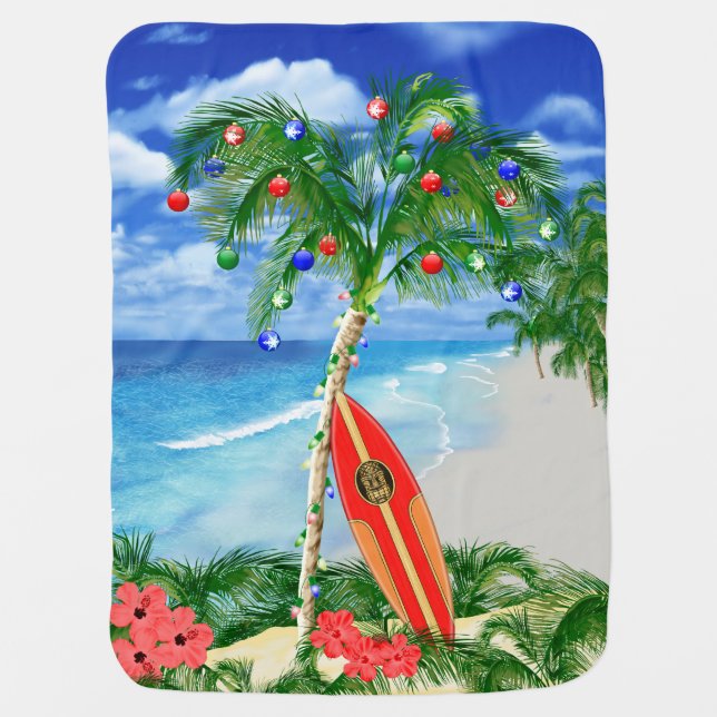 Beach Christmas Baby Blanket (Front)