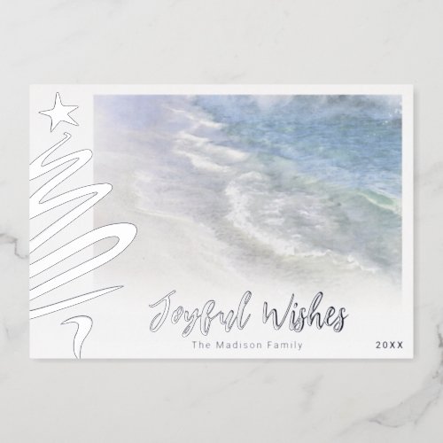 BEACH CHRISTMAS CARD  MODERN COASTAL NAUTICAL 