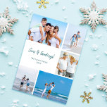 Beach Christmas Card With Photos Template Modern<br><div class="desc">Embrace the season with our Modern Minimal Christmas Card Template for sleek beachy holiday cheer. This multi-photo card with 5 frames showcases your cherished beach memories within a stylish, contemporary design. Perfect for reliving sunny vacations and seaside adventures, it’s a uniquely elegant way to send your Christmas wishes, wrapping your...</div>