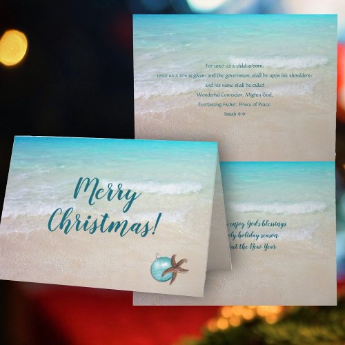 Beach Christmas Christian Scripture Folded  Holiday Card