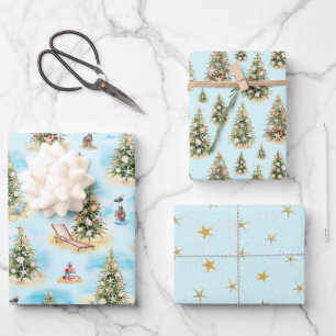 Beach Christmas Coastal Wrapping Paper Sheets