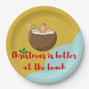 Beach Christmas Cookie Paper Plates