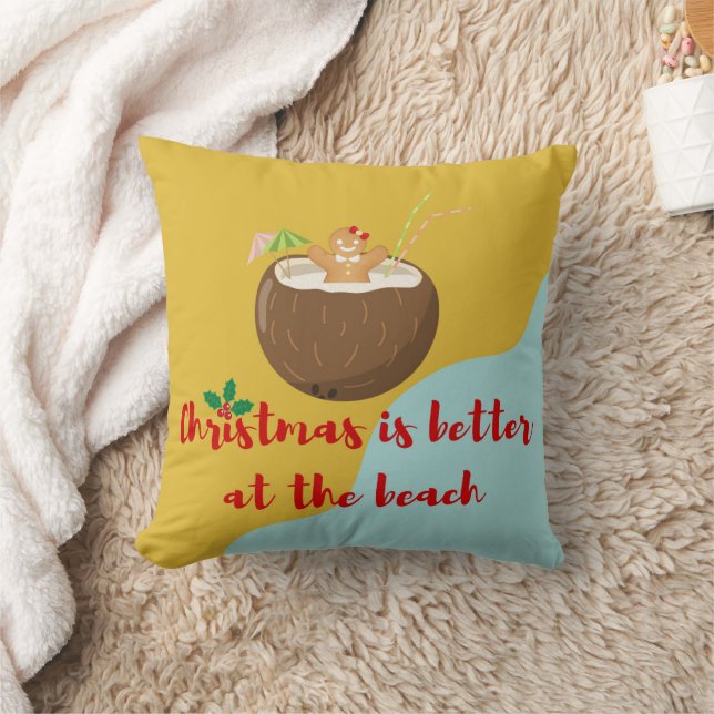  Beach Christmas Cookie Throw Pillow (Blanket)