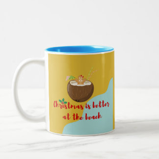 Beach Christmas Cookie Two-Tone Coffee Mug