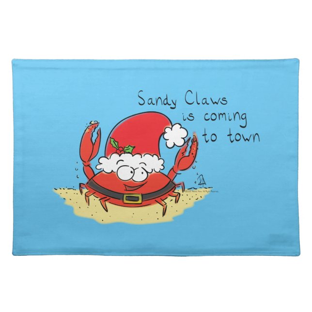 Beach Christmas Crab Cloth Placemat (Front)