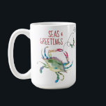 Beach Christmas Crab Coffee Mugs<br><div class="desc">Bring ocean-inspired charm to your daily routine with this personalized beach Christmas mug, designed using a hand-painted blue crab with holiday lights vibrant shades of blue, green, and red. Designed for those who love the ocean and beach-themed decor, this mug adds a serene touch to any coffee or tea moment....</div>