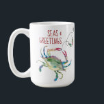 Beach Christmas Crab Coffee Mugs<br><div class="desc">Bring ocean-inspired charm to your daily routine with this personalized beach Christmas mug, designed using a hand-painted blue crab with holiday lights vibrant shades of blue, green, and red. Designed for those who love the ocean and beach-themed decor, this mug adds a serene touch to any coffee or tea moment....</div>