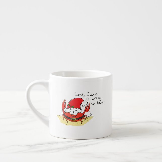 Beach Christmas Crab Espresso Cup (Left)