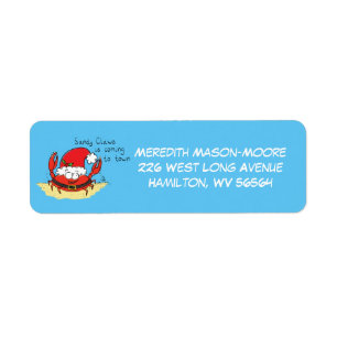 Beach Christmas Crab Label