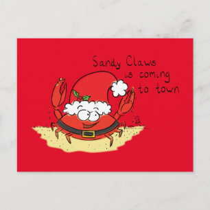 Beach Christmas Crab Postcard