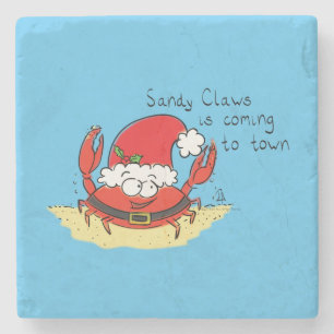 Beach Christmas Crab Stone Coaster