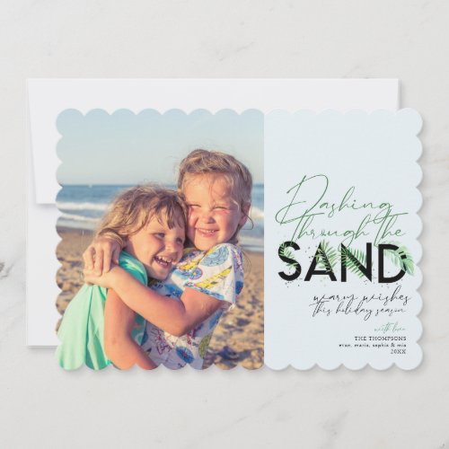 Beach Christmas Dashing Through The Sand Photo Holiday Card