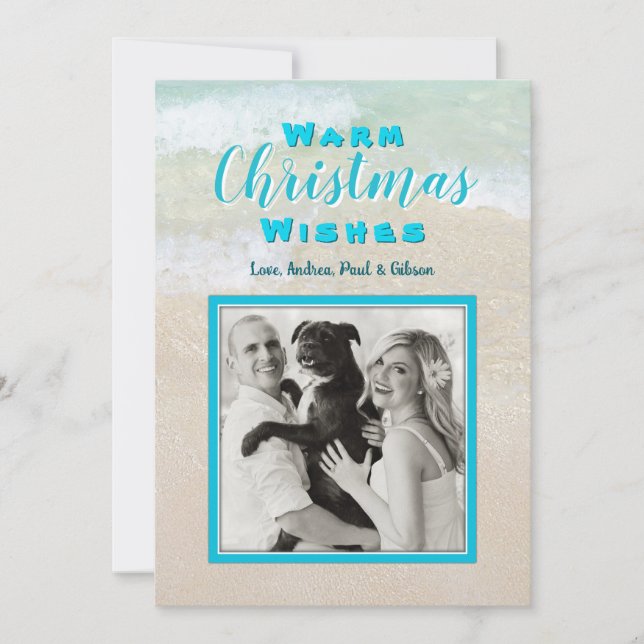 Beach Christmas Flat Photo Custom Holiday Cards (Front)