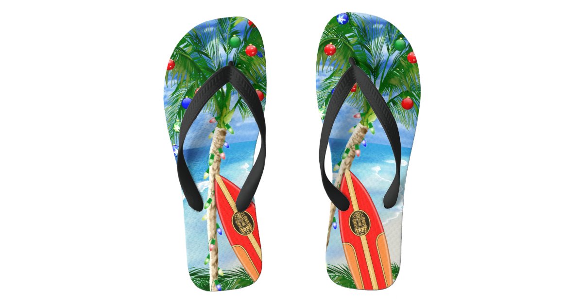 Beach Christmas Flip Flops | Zazzle