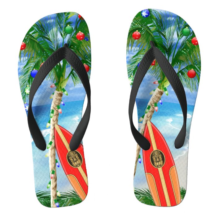 Beach Christmas Flip Flops | Zazzle