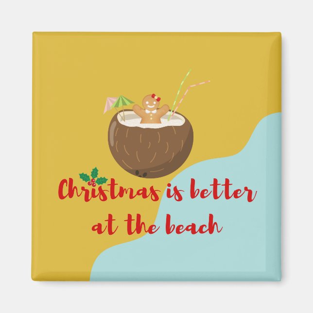 Beach Christmas Gingerwoman Magnet (Front)