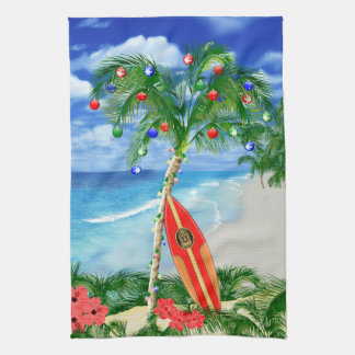 Christmas Holidays Kitchen Towels Zazzle Beach Christmas Hand Towel
