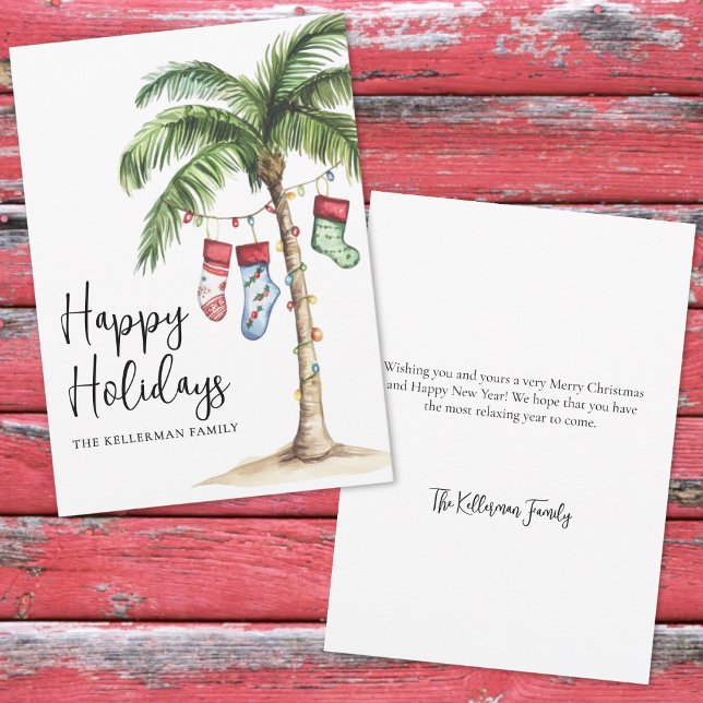 Beach Christmas Happy Holiday Card (Tropical Beach Christmas Happy Holidays Holiday Card)