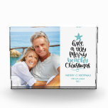 Beach Christmas Holiday Photo Block<br><div class="desc">Fun and modern beach Christmas photo blocks feature hand-lettered typography "Have a very merry beachy Christmas" alongside your family photo. Personalize with your greeting and family name.</div>