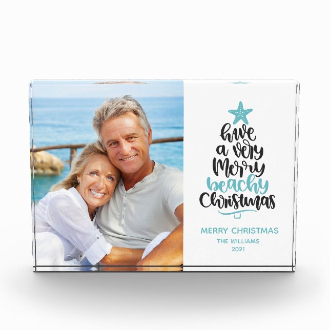 Beach Christmas Holiday Photo Block (Front)