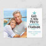 Beach Christmas Holiday Postcard<br><div class="desc">Fun and modern beach Christmas cards feature hand-lettered typography "Have a very merry beachy Christmas" alongside your family photo. Personalize with your greeting and family name.</div>